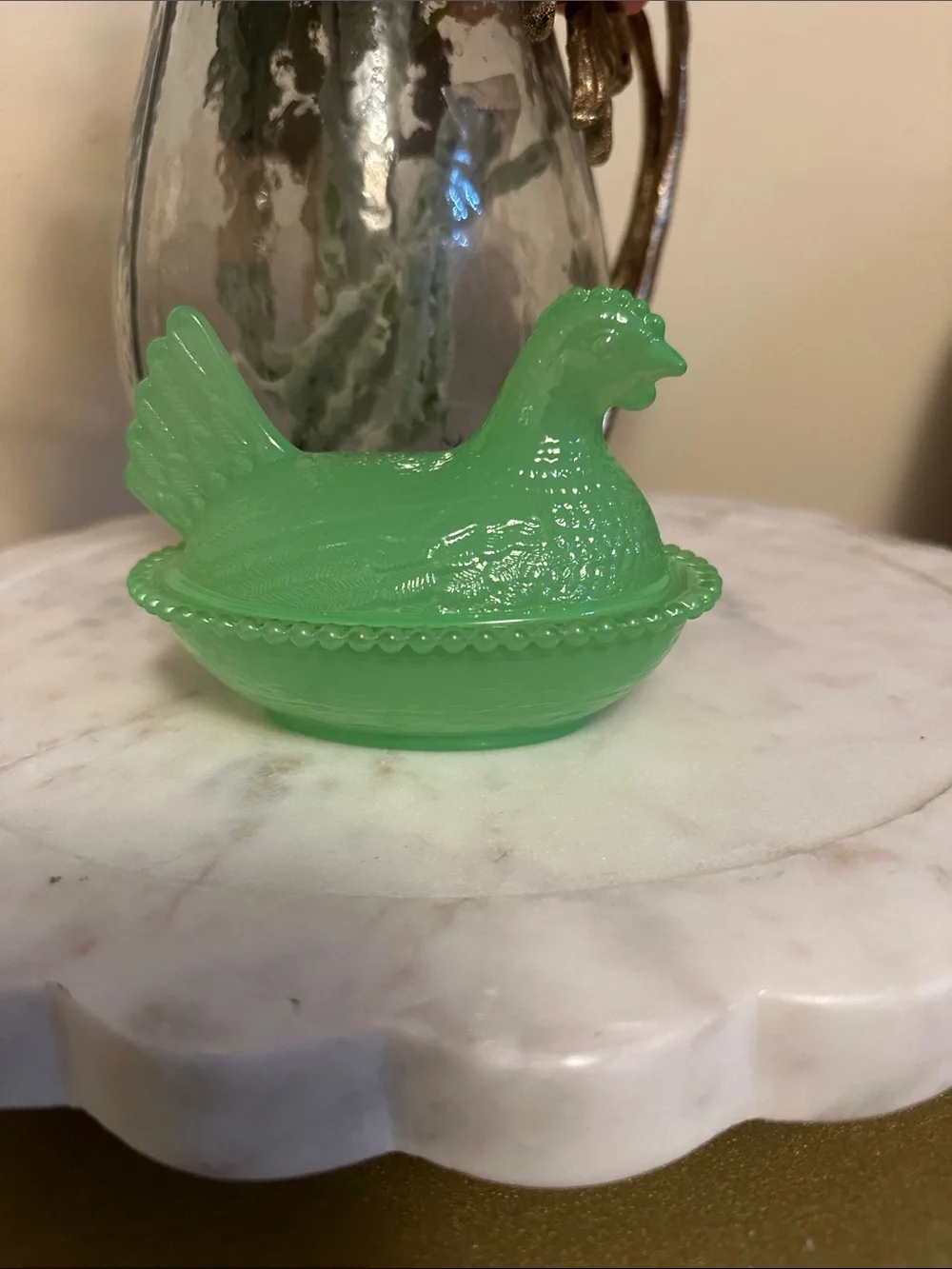 Green Hen Covered Dish - Decorative Kitchen Serving Bowl